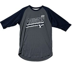 BYU Cougars Performance Shirt Men M Brigham Young Raglan Gray Navy Football NCAA